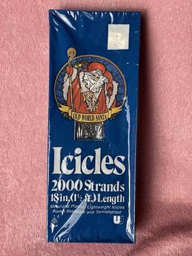Old World Santa 077156039000 Vintage Tree Decor Christmas Icicles Silver Tinsel 2000 Strands