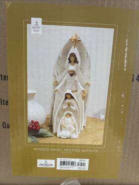 56500 One Silent Night Nativity Winged Angel Scene Christmas Nesting Figurine 4 Piece Set 10.5 Inch New