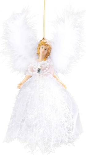 Stca03 Ontodex White Victorian Sparkle Feather Angel Christmas Tree Decoration Hanging Penda