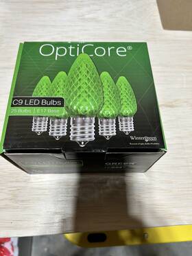 72-626 Opticore 72-645 Green Led Faceted Christmas Light Bulbs 25 Pack C9 Base Holiday