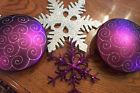 Orn5 Christmas Holiday Large Purple Ornaments Snowflakes Beautiful For Windows