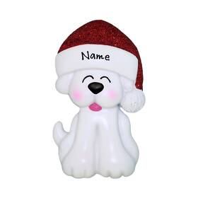 Oc-407-w Ornament Central Personalized - White Dog Christmas Puppy In Santa Hat 2021 Keepsake