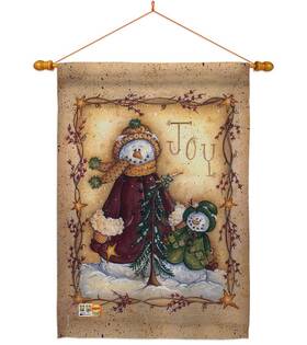 Xm-hs-191000-ip-bo-03 Ornament Collection Hs191000-bo-03 Joy Snowman Winter Christmas Decorative Vertical House Flag Se