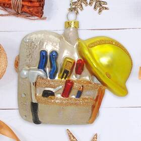 Ornamentallyyou 728040775022 Occupation Themed Christmas Ornaments Handyman Construction Worker Kit Glass