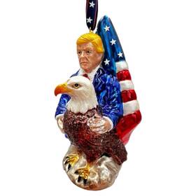 Ornamentallyyou 740111938600 Trump And American Bald Eagle Hand Blown Glass Christmas Ornament President