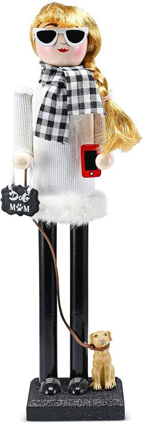 Or-216 Ornativity Christmas Dog Mom Nutcracker White And Black Wooden