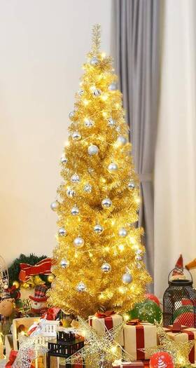 Outdoor Basic 649874568928 Artificial Pencil Christmas Tree Electroplated Premium Slim Xmas Decor Fo