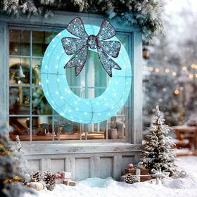 Us84j-131v80wt0146 Outsunny 36 In Lighted Christmas Wreath Holiday Decor With Dual Color Led