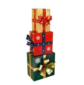 Hodp1001 Owlgift Metal Christmas Lighted Decorative Boxes 6 Led Box Decorations Present