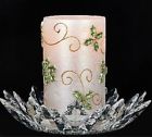 H205288 P22 Valerie Flameless Glitter Candle Holly Glass Base By