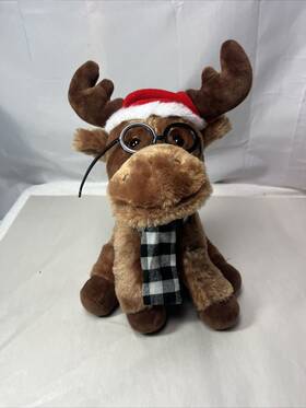 58963855-b9a2-4 Pan Asian Creations Christmas Singing Animated Musical Plush Moose Jingle Bell Rock 10 Inch Works