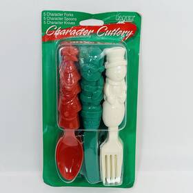 Wg061745 Paper Art Character Cutlery Christmas Winter Plastic Utensils Santa Snowman Tree