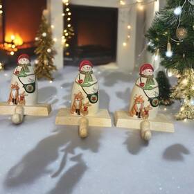 Park Designs 762242385290 White Snowman Fox Rabbit Resin Sturdy Christmas Stocking Holder
