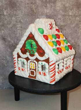 P7304 Partylite Gingerbread T-light Candle Holder House Christmas