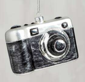 104287 Pbk Retro Style Camera Christmas Holiday Ornament Glass