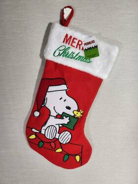 Peanuts 086131617898 Kurt Adler Snoopy Woodstock Appliqued Christmas Stocking 18 Inch X10 New