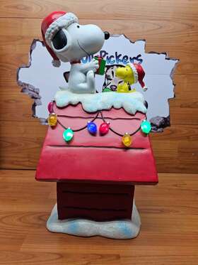 1486463 Peanuts Christmas Snoopy And Woodstock Lighted Led Dog House-parts- Read Desc