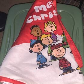 Kx580859aa20 Peanuts Christmas Tree Skirt Red White Charlie Brown Lucy Linus Cartoon