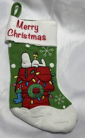 Peanuts Worldwide 047475658534 Snoopy And Woodstock Felt Christmas Stocking Merry Dog House