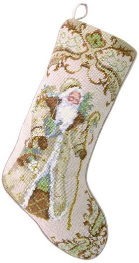 31sjm2029mc Peking Handicraft 11 X 18 Inch Santa With Gifts Needlepoint Christmas Stocking
