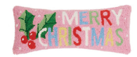 31tg1188c20ob Peking Handicraft Merry Christmas 8inch X 20inch Hooked Pillow