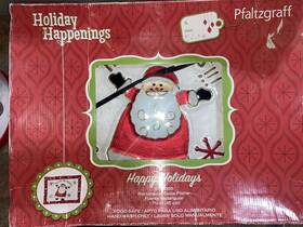 Pfaltzgraff 025398095827 Santa Rectangular Glass Platter Christmas Holiday Happenings Nib
