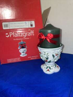 108-a72-00 Pfaltzgraff The Winterberry Collection Christmas Resin Candle Holder- Estatefind