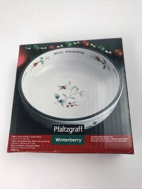 5068734 Pfaltzgraff Winterberry Merry Everything 7 Inch Candy Bowl Christmas Holiday