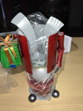 5133843 Pfaltzgraff Winterberry Metal Snowman Wine Bottle Holder And Box Christmas Holiday