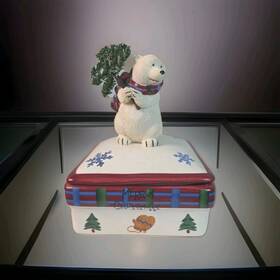 3-wick Pfaltzgraff Pfsn02 Vintage Christmas Ceramic Trinket Box Wax Candle With Lid