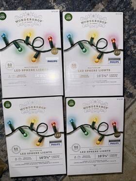 Philips 689720353605 New 50 Lights Led Sphere Indoor Outdoor Christmas Wondershop String Multicolor