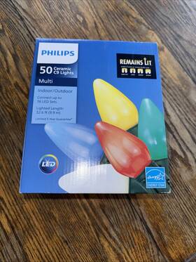 Philips 689720430832 50 Ceramic C9 String Lights Led Multicolor Christmas Indoor/outdoor New