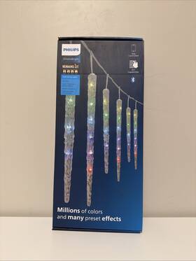 Philips 689720617981 Chromabright 12 Icicle Led Christmas Decor String Lights App Controlled