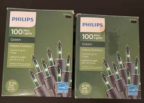 701924-101 Philips 2 100 Green Mini Lights Wire Holiday Christmas Tree Read Note