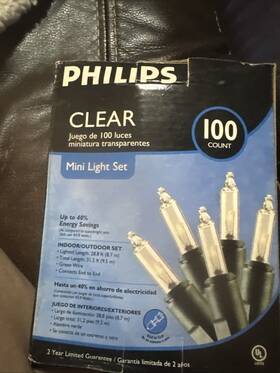 Philips 741895019202 Philip 100ct Mini Lights Clear Christmas String Light 24.7 Ft Green Wire