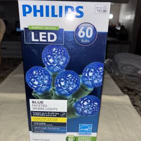 Philips 741895173997 60 Led Blue Round Lights Energy Saving Multi Outdoor Christmas Vintage