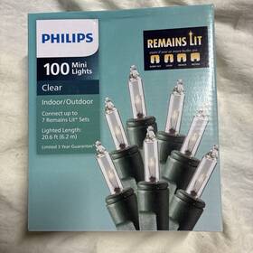 Philips 741895263049 2- Pack 100 Clear Mini Christmas Lights White Wire Indoor Outdoor New