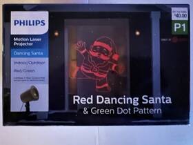 Philips 741895855633 Motion Laser Projector Red Dancing Santa - New Christmas