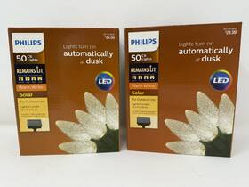 Philips 741895869425 Lot Of 2 50ct Christmas Solar Faceted C6 Warm White Lights New