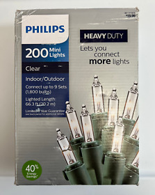 Philips Heavy Duty Christmas Indoor Outdoor 200 Mini Lights Clear Color