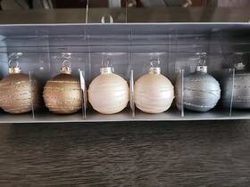 2140620 Pier 1 One Christmas Ornament Place Card Holders Set Of 6 Glass Glitter
