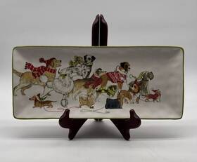 3230631 Pier 1 Park Avenue Puppies Platter Serving Tray Christmas Dogs 14 Inches