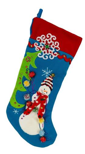 2479025 Pier 1 Imports One Christmas Stocking Snowman Tree Bell And Snowflakes