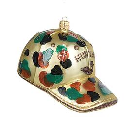 Pinnacle Peak Trading Company 810741025039 Camouflage Hunting Cap Polish Glass Christmas Ornament Hunter Tree Decoration
