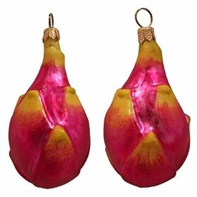 Pinnacle Peak Trading Company 813182020199 Pitaya Dragon Fruit Polish Blown Glass Christmas Ornament Set Of 2 Decorations