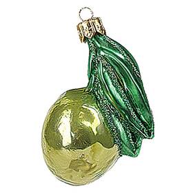 Ppt-002-0300 Pinnacle Peak Trading Company Green Olive Polish Glass Christmas Tree Ornament