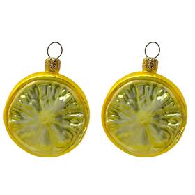 Ppt-155-0107 Pinnacle Peak Trading Company Slice Of Lemon Citrus Fruit Polish Glass Christmas Tree Ornament Food Set 2