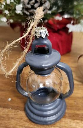 Ppt-155-0143 Pinnacle Peak Trading Company Vintage Oil Lamp Lantern Glass Metal Christmas Tree Ornament Holiday Decoration