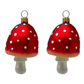 Ppt-155-0283 Pinnacle Peak Trading Company Red Top Toadstool Mushroom Polish Glass Christmas Tree Ornament Set Of 2