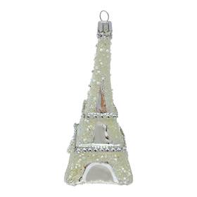 Ppt-186-0090 Pinnacle Peak Trading Company Winter Snow Covered Eiffel Tower Polish Glass Christmas Ornament Paris France
